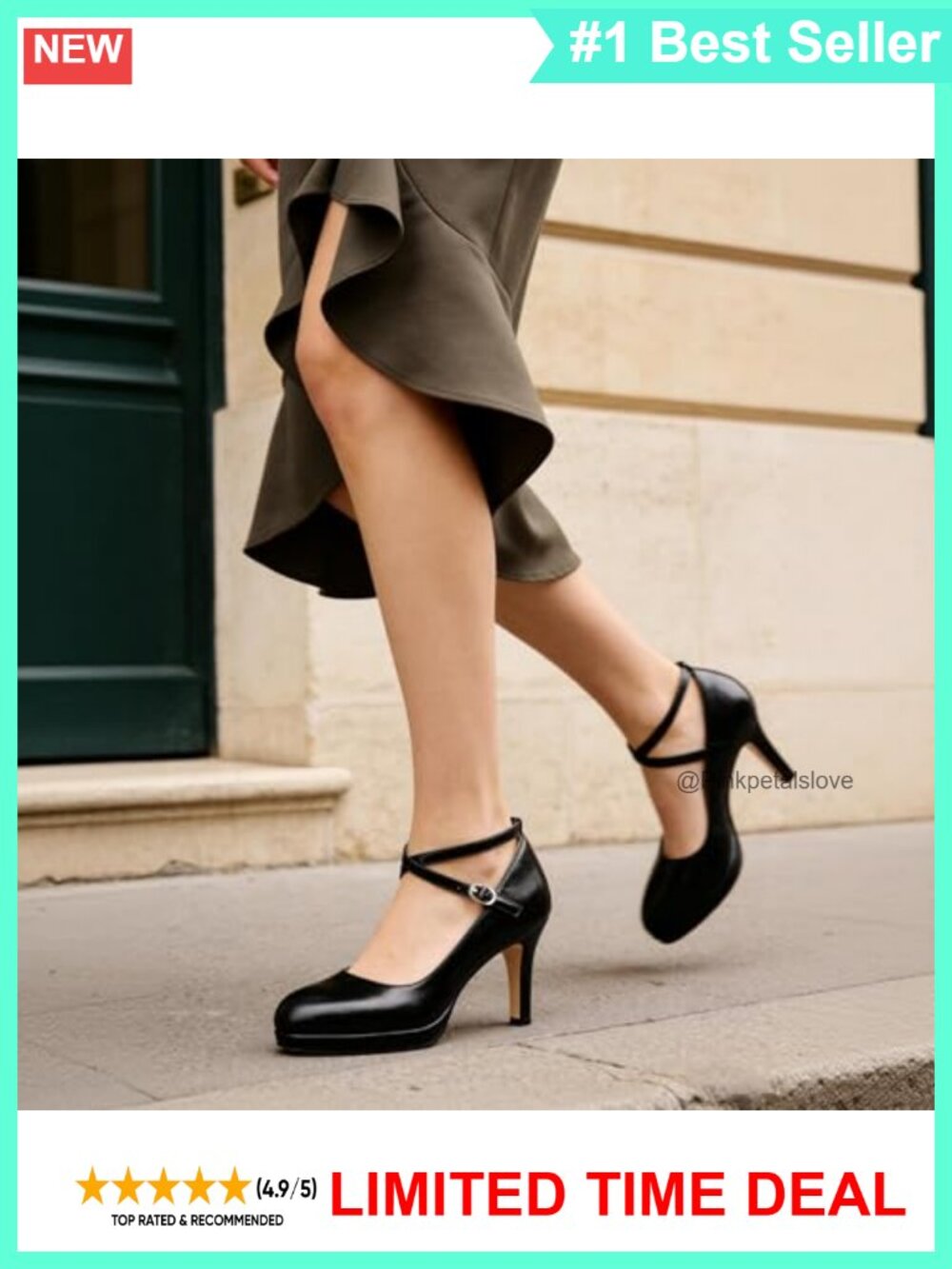 Platform Pumps Cross Ankle Strap High Heels Closed Toe Dress Shoes - Picture 2 of 6